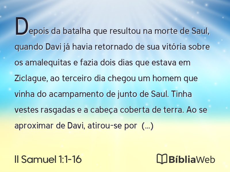 II Samuel 1:1-16 em imagem para compartilhar