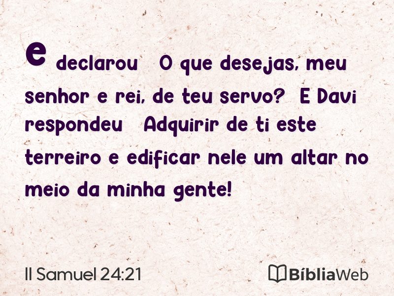 II Samuel 24:21 em imagem para compartilhar