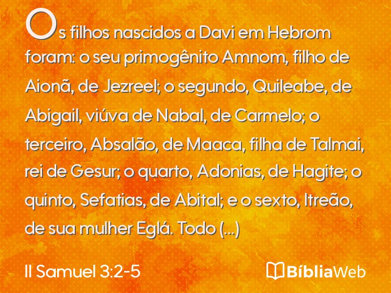 II Samuel 3:2-5 em imagem para compartilhar