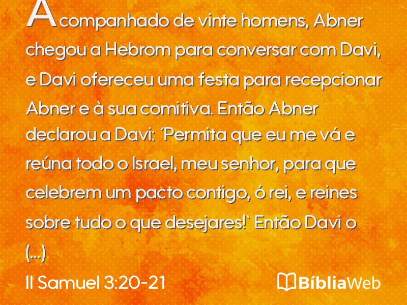 II Samuel 3:20-21 em imagem para compartilhar