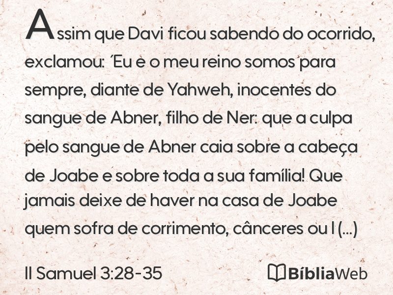 II Samuel 3:28-35 em imagem para compartilhar