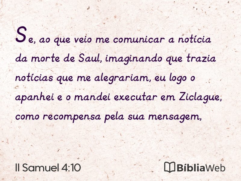 II Samuel 4:10 em imagem para compartilhar