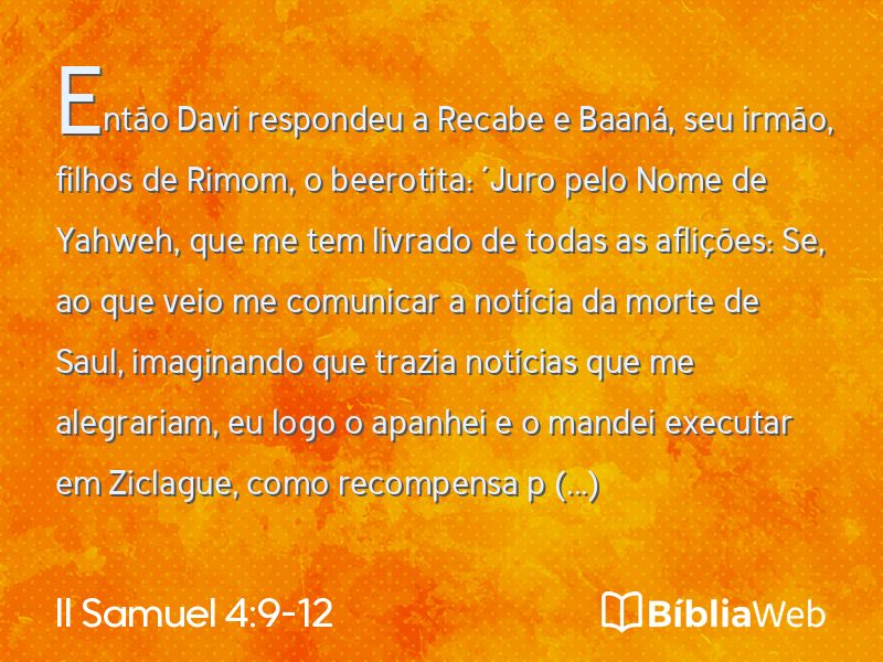 II Samuel 4:9-12 em imagem para compartilhar