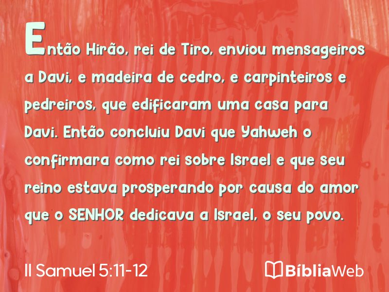 II Samuel 5:11-12 em imagem para compartilhar