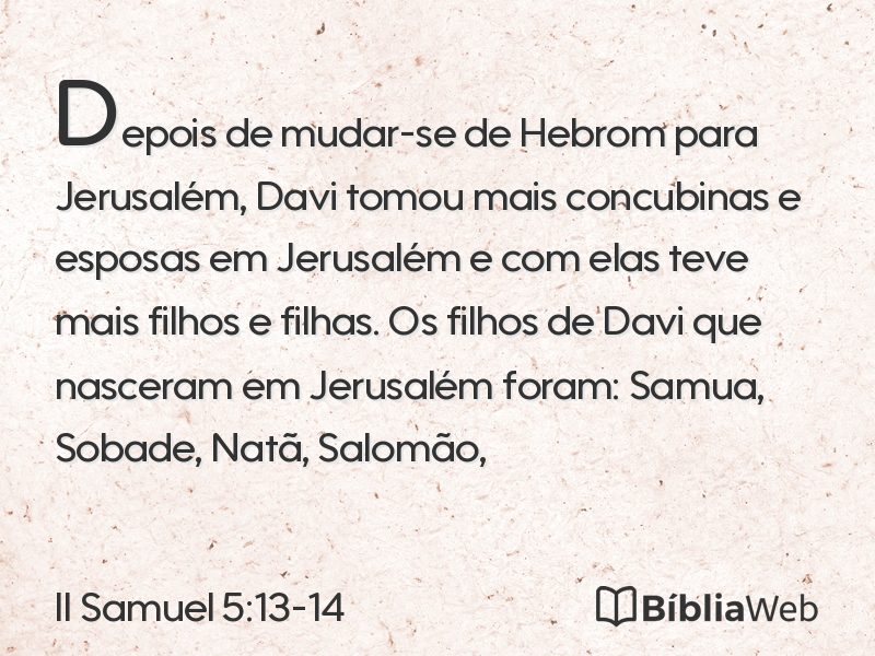 II Samuel 5:13-14 em imagem para compartilhar