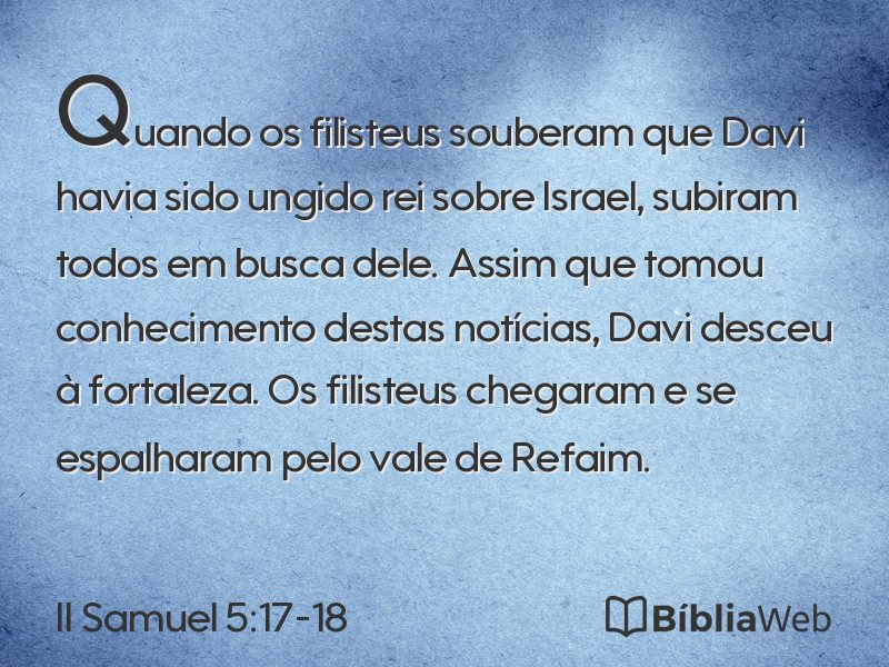 II Samuel 5:17-18 em imagem para compartilhar