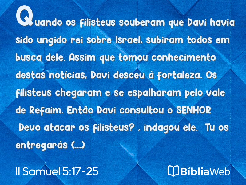 II Samuel 5:17-25 em imagem para compartilhar