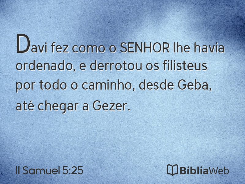 II Samuel 5:25 em imagem para compartilhar