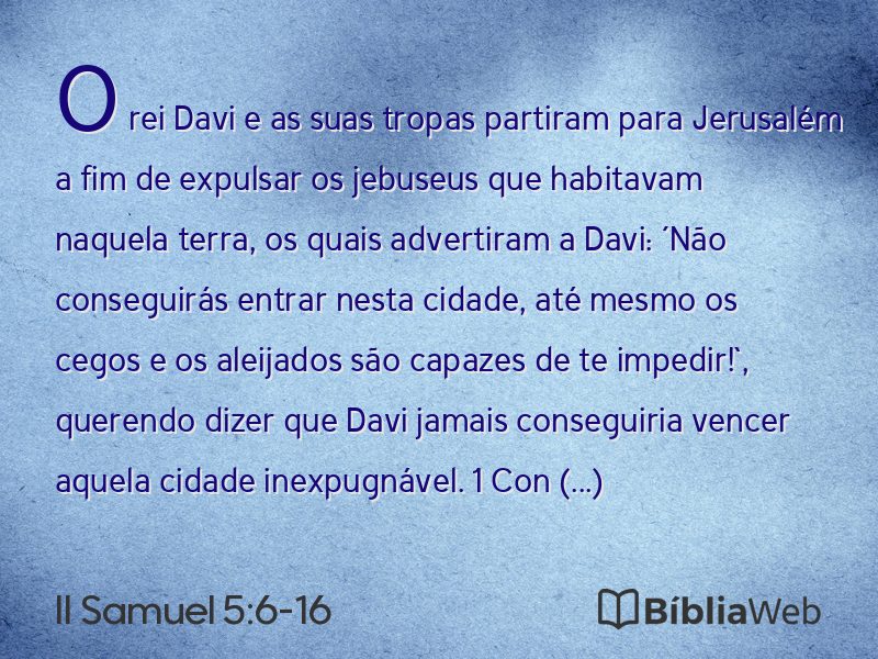 II Samuel 5:6-16 em imagem para compartilhar