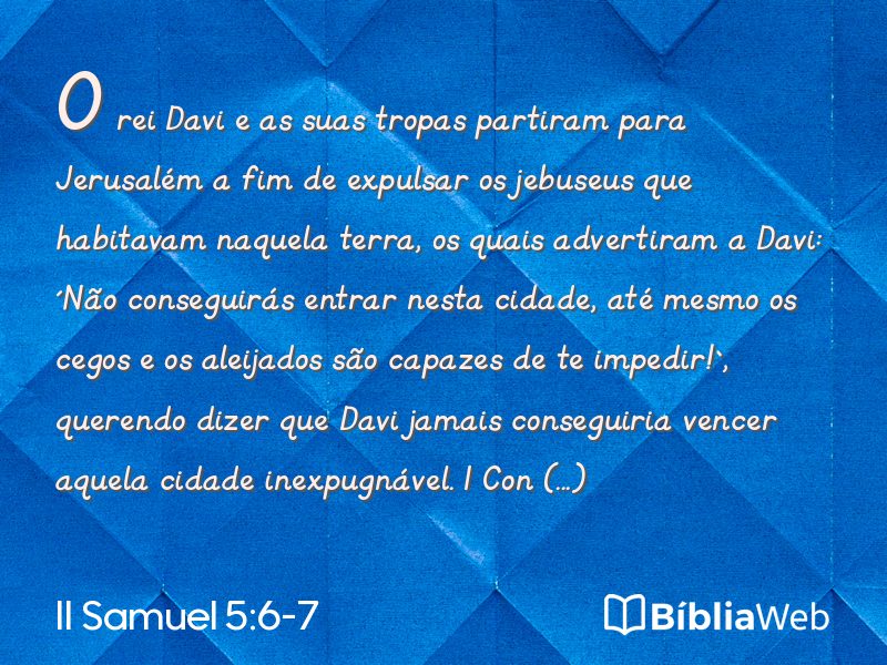 II Samuel 5:6-7 em imagem para compartilhar