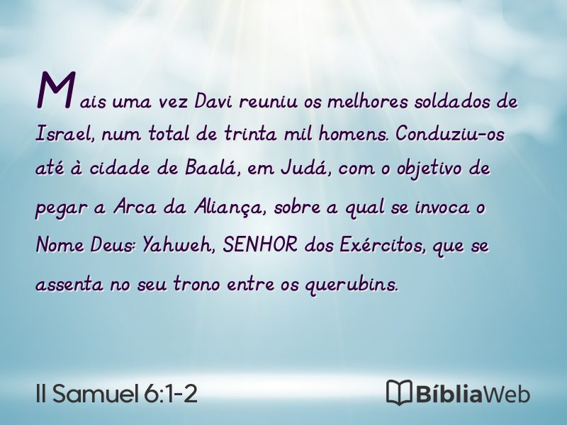 II Samuel 6:1-2 em imagem para compartilhar
