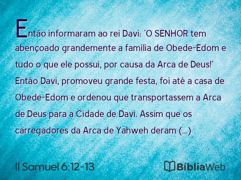 II Samuel 6:12-13 em imagem para compartilhar