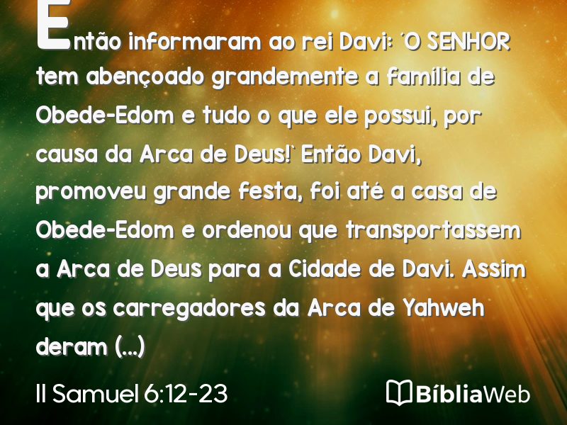 II Samuel 6:12-23 em imagem para compartilhar