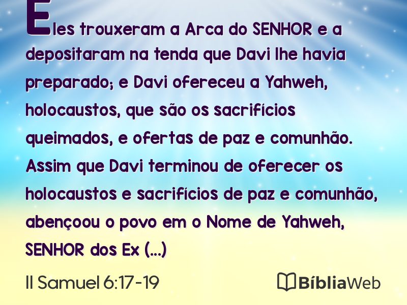 II Samuel 6:17-19 em imagem para compartilhar