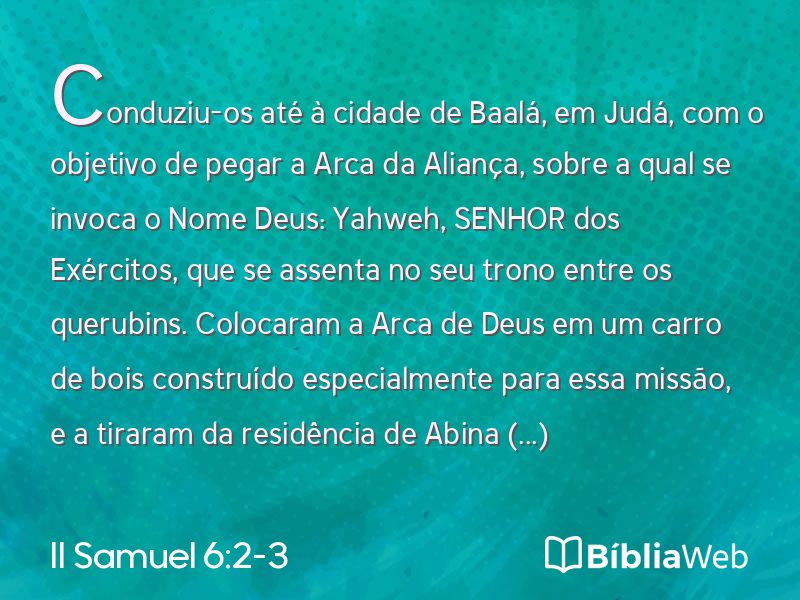 II Samuel 6:2-3 em imagem para compartilhar