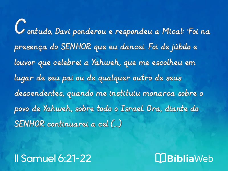 II Samuel 6:21-22 em imagem para compartilhar