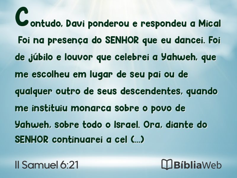 II Samuel 6:21 em imagem para compartilhar