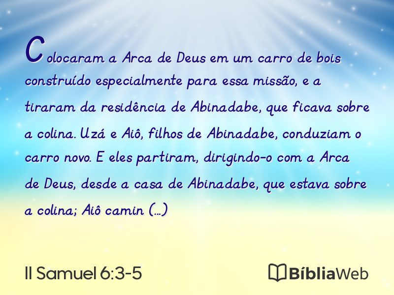 II Samuel 6:3-5 em imagem para compartilhar