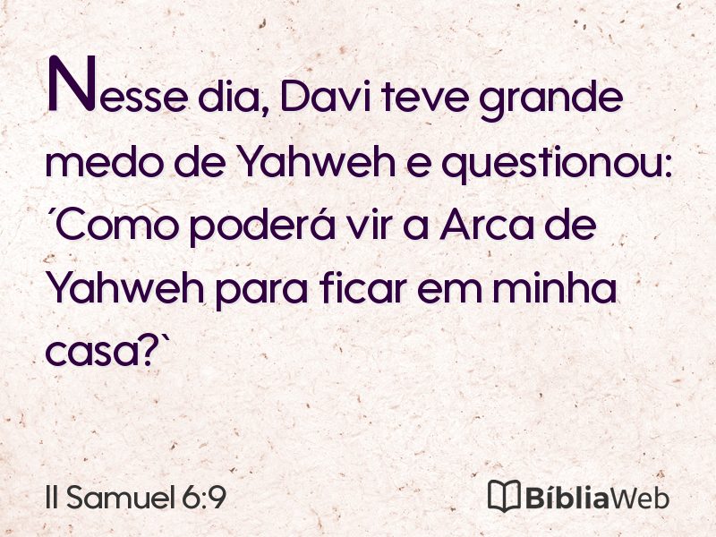 II Samuel 6:9 em imagem para compartilhar