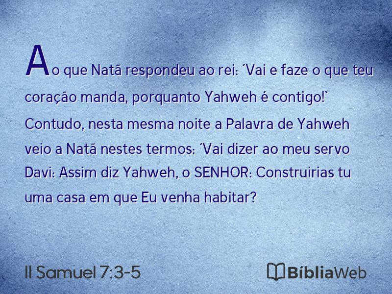 II Samuel 7:3-5 em imagem para compartilhar