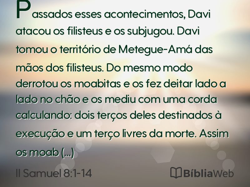 II Samuel 8:1-14 em imagem para compartilhar