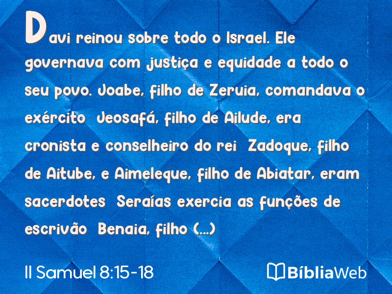 II Samuel 8:15-18 em imagem para compartilhar