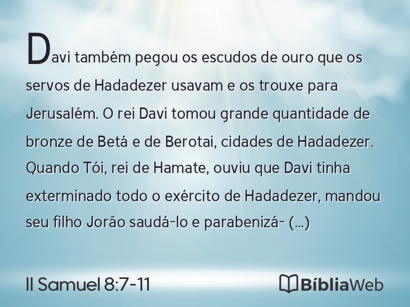 II Samuel 8:7-11 em imagem para compartilhar