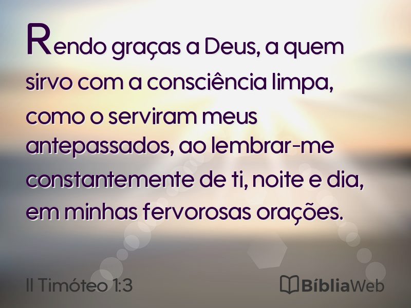 II Timóteo 1:3 em imagem para compartilhar