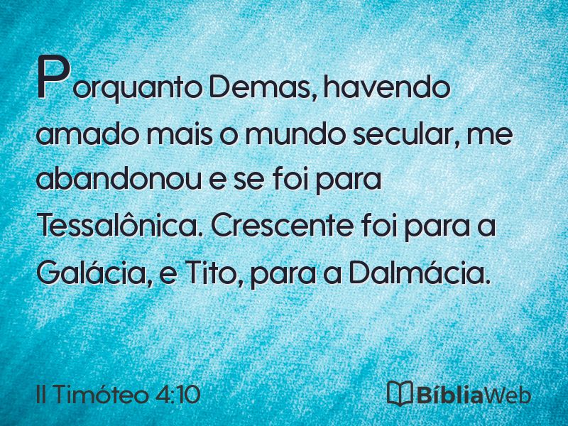II Timóteo 4:10 em imagem para compartilhar