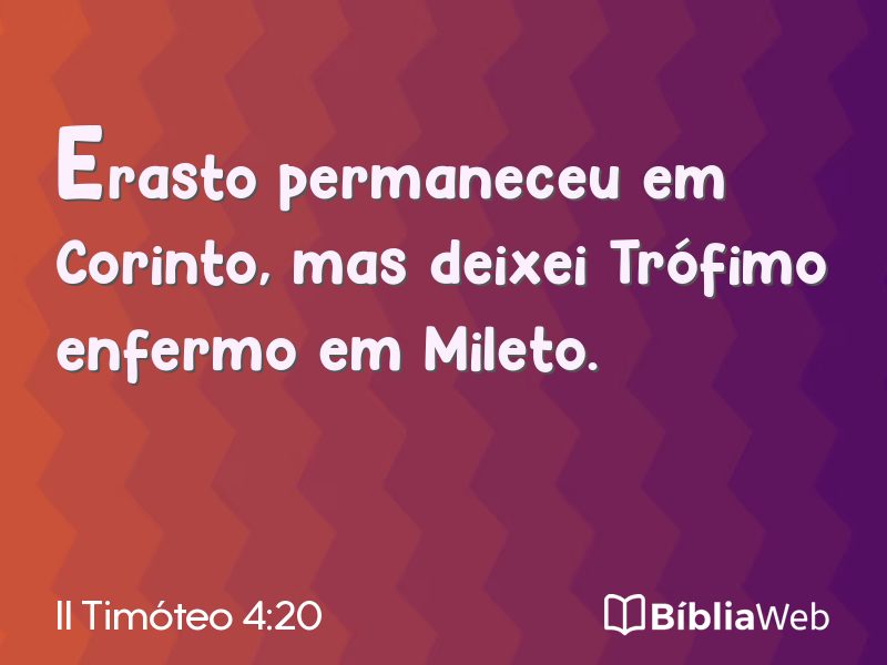 II Timóteo 4:20 em imagem para compartilhar