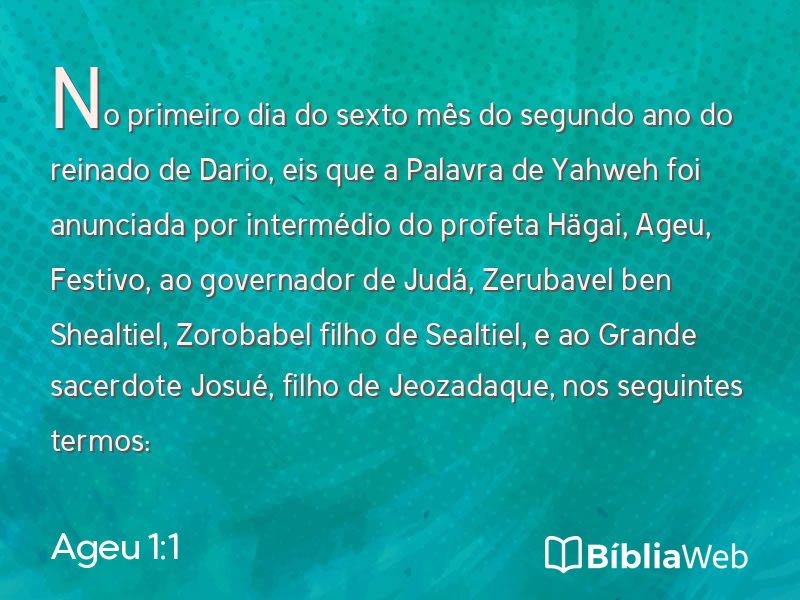 Ageu 1:1 em imagem para compartilhar
