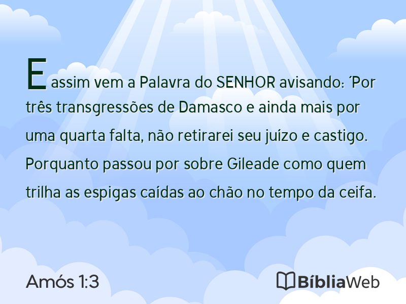 Amós 1:3 em imagem para compartilhar