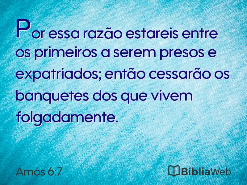 Amós 6:7 em imagem para compartilhar