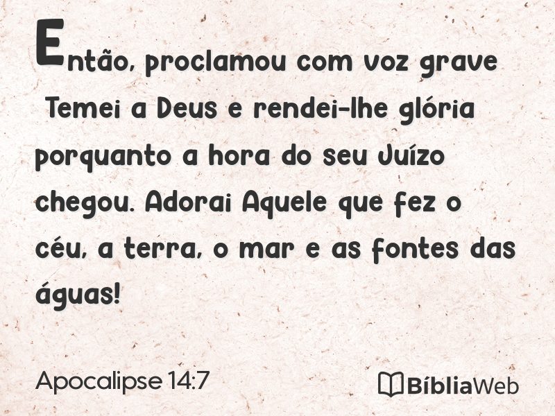 Apocalipse 14:7 em imagem para compartilhar