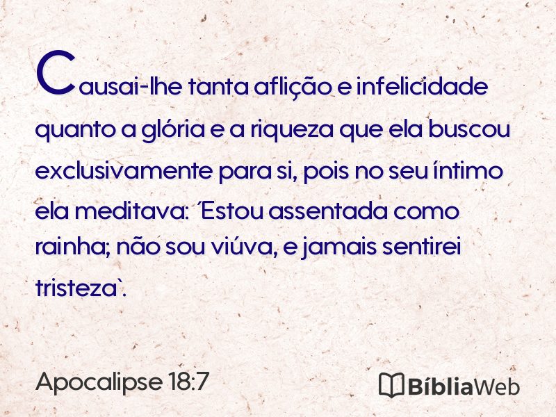 Apocalipse 18:7 em imagem para compartilhar