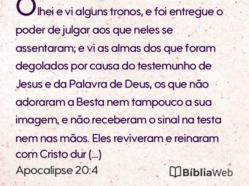 Apocalipse 20:4 em imagem para compartilhar