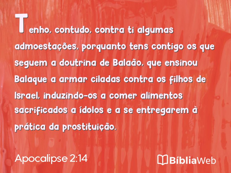 Apocalipse 2:14 em imagem para compartilhar