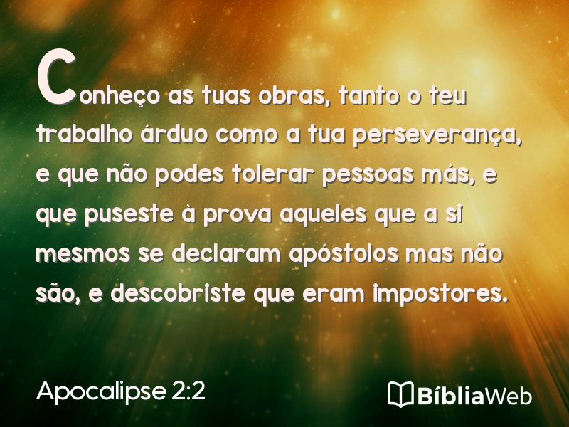 Apocalipse 2:2 em imagem para compartilhar