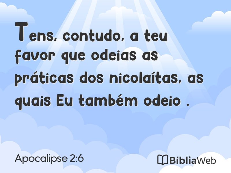 Apocalipse 2:6 em imagem para compartilhar