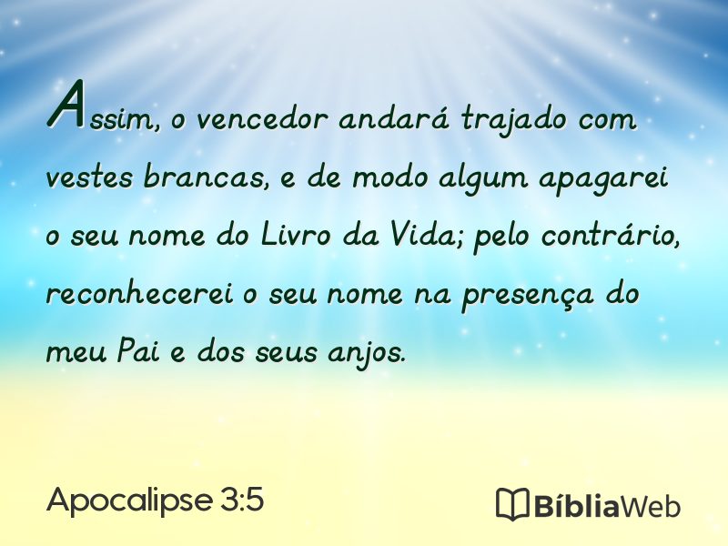 Apocalipse 3:5 em imagem para compartilhar