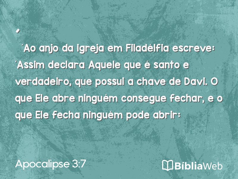 Apocalipse 3:7 em imagem para compartilhar