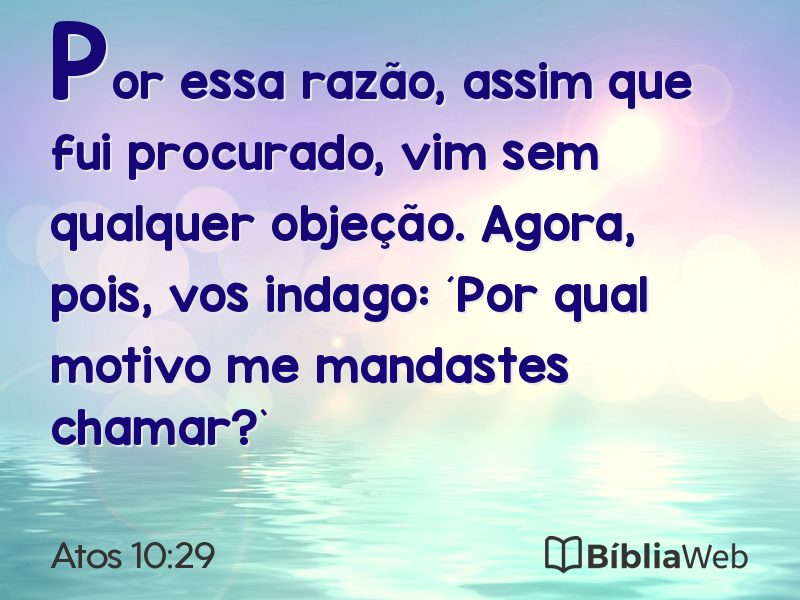Atos 10:29 em imagem para compartilhar