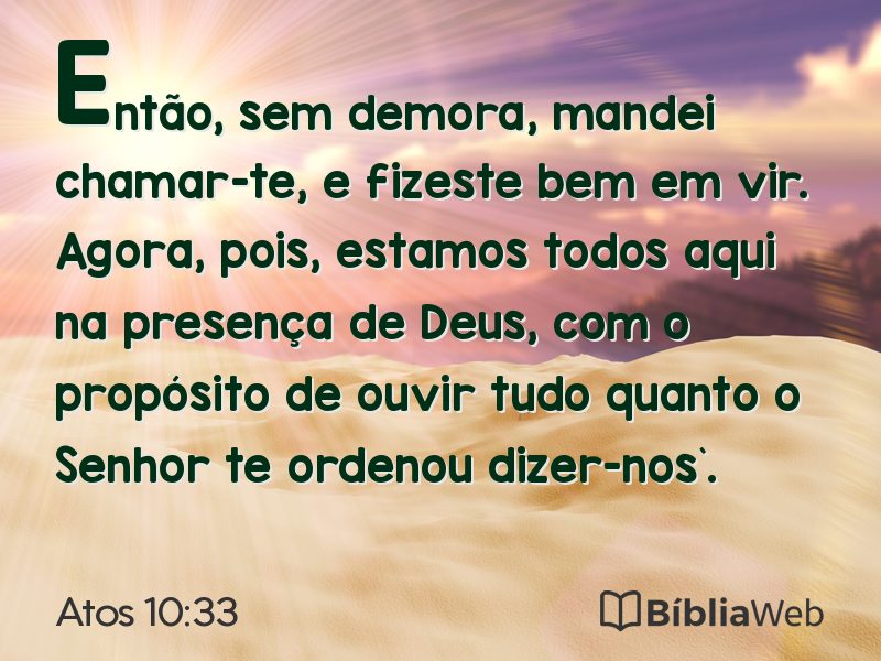 Atos 10:33 em imagem para compartilhar
