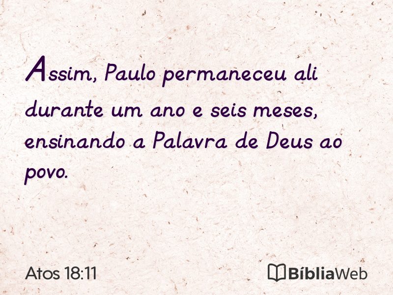 Atos 18:11 em imagem para compartilhar