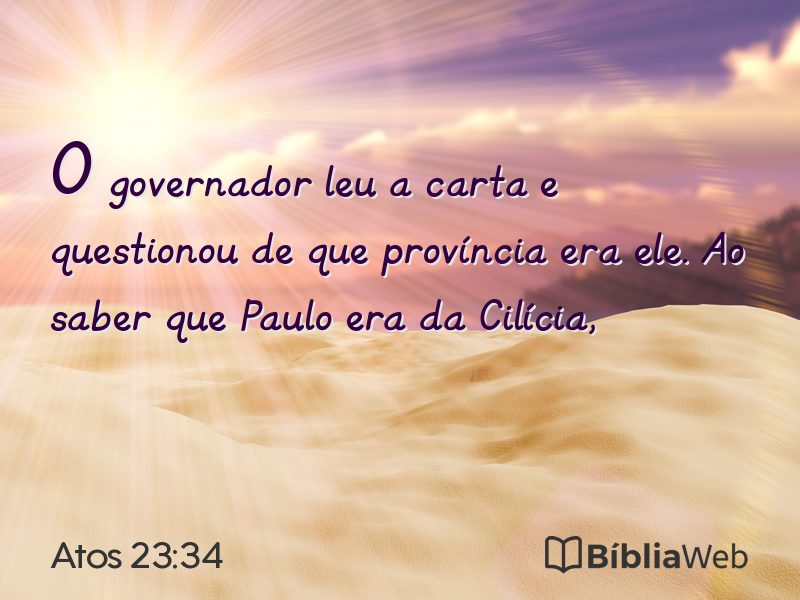 Atos 23:34 em imagem para compartilhar