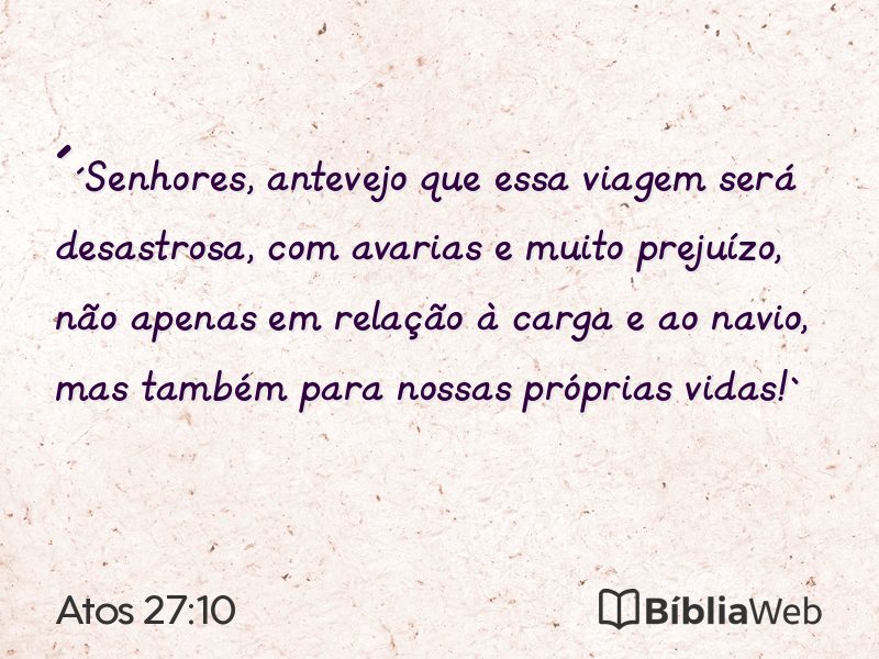 Atos 27:10 em imagem para compartilhar