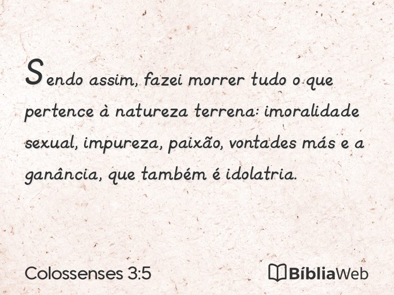 Colossenses 3:5 em imagem para compartilhar
