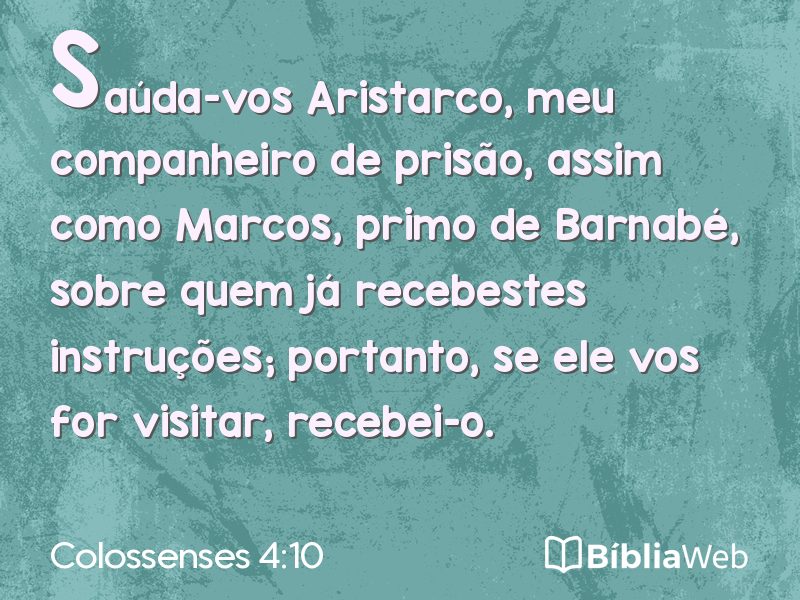 Colossenses 4:10 em imagem para compartilhar