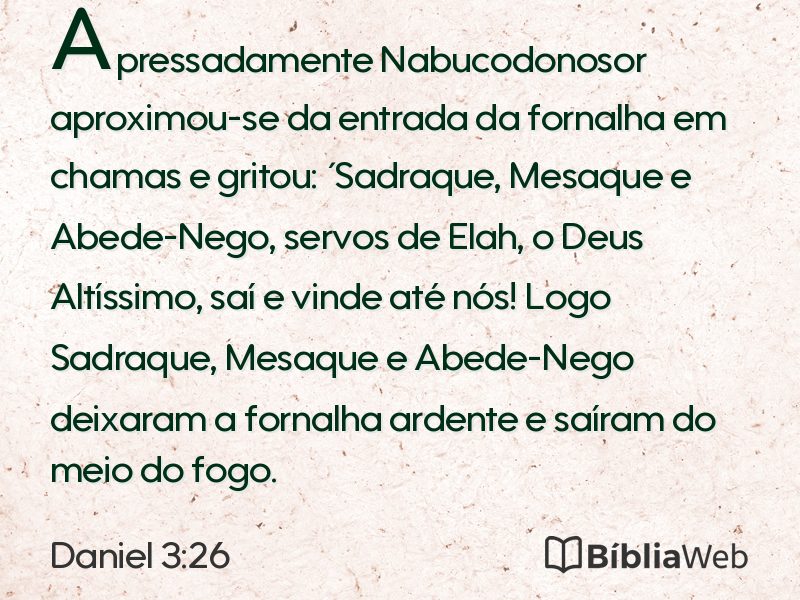 Daniel 3:26 em imagem para compartilhar