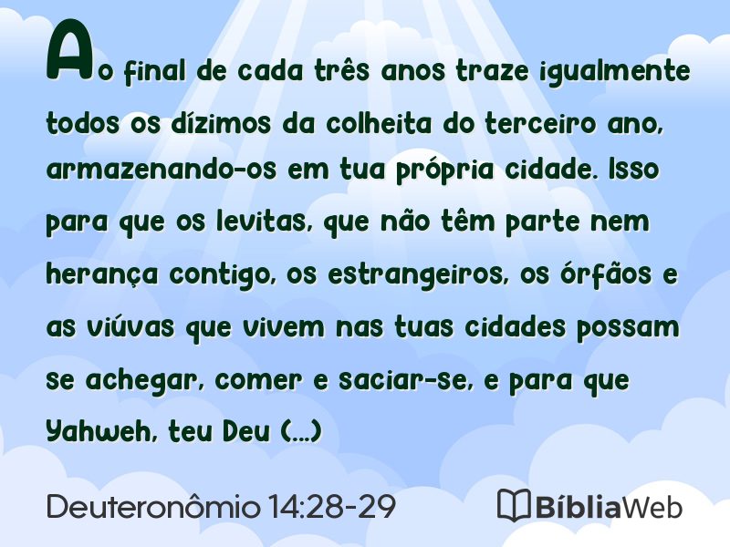 Deuteronômio 14:28-29 em imagem para compartilhar
